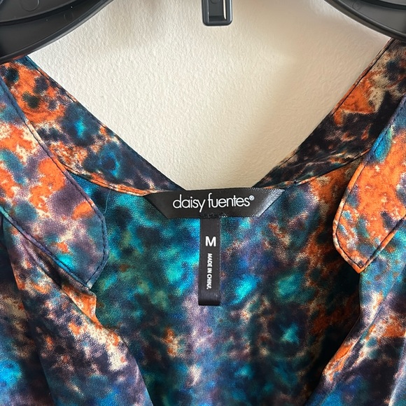 Daisy Fuentes Blue and Orange Blouse Size Medium - Picture 3 of 5
